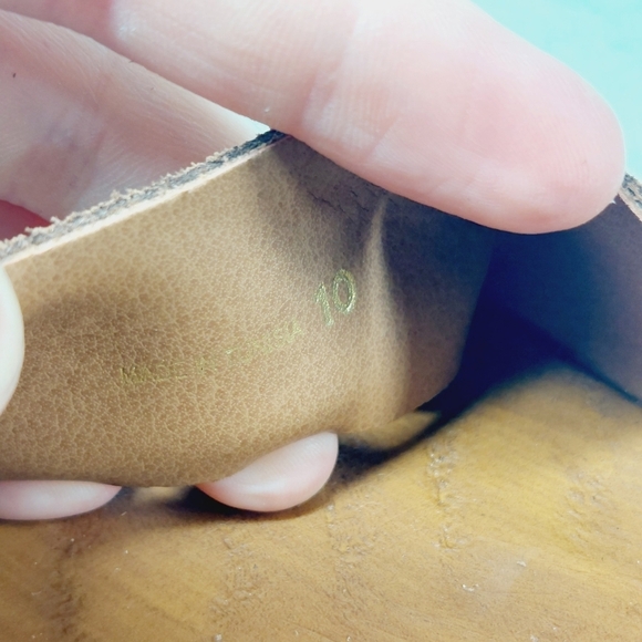 New Steve Madden Alabama Platform Suede Tan Strap Wooden Studded Sandals F904 - Picture 10 of 11